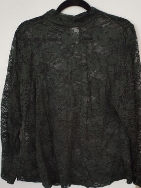 Lane Bryant Forest Green Lace Blouse